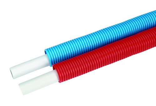 Труба RIXc в красной гофре, PEXc-AL-PEXc, ф26х3, бухта 50 метров Henco